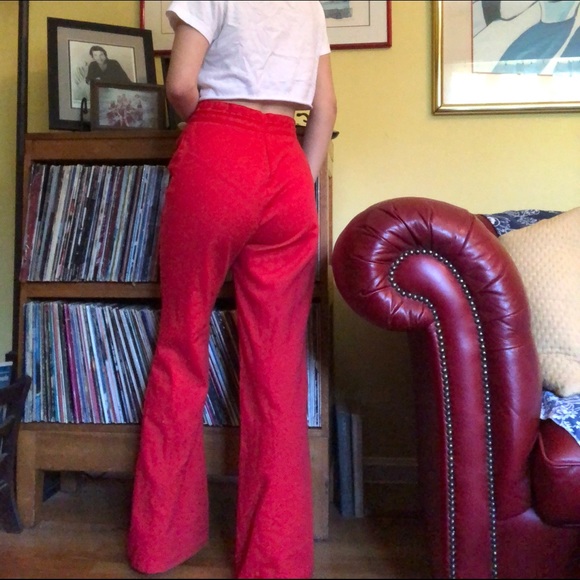 red bell bottoms jeans